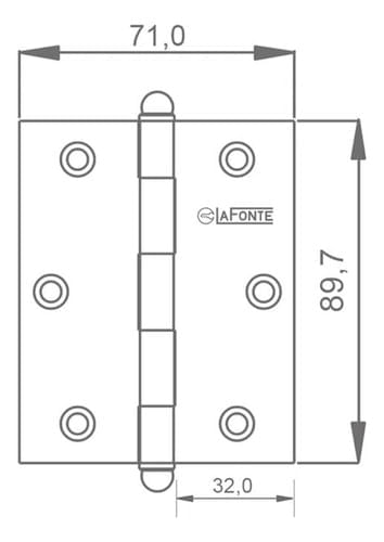 Dobradica 1500 3x25 Canto R15 Cromado Aco Alta Resistencia La Fonte