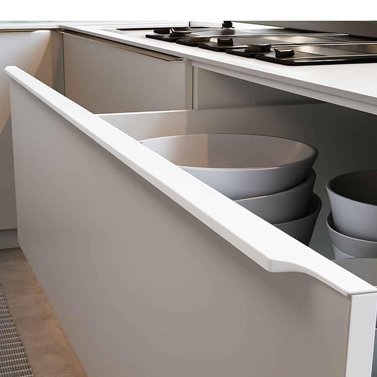 Puxador Perfil Facetato Rm-183 3 Metros Branco Brilhante Rometal 56207_0