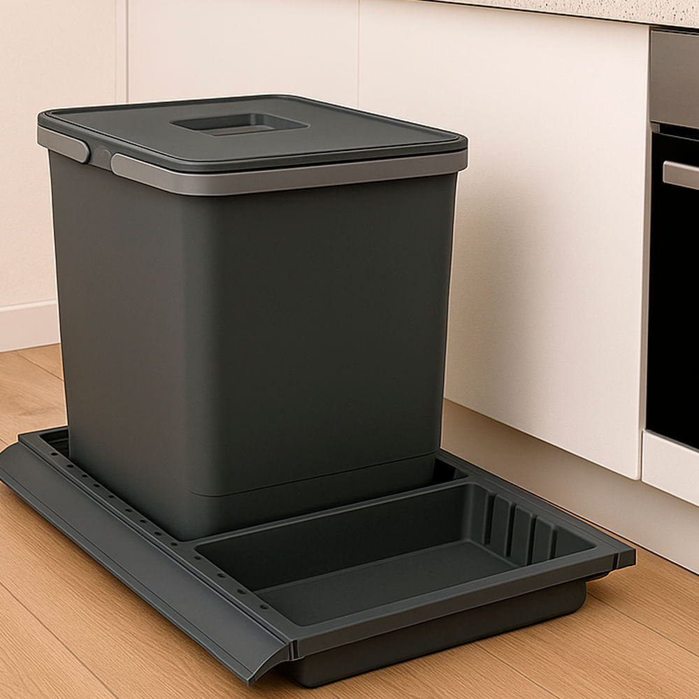 Lixeira Metropolis com Base Media 15 Litros Cinza Zen 76202_0